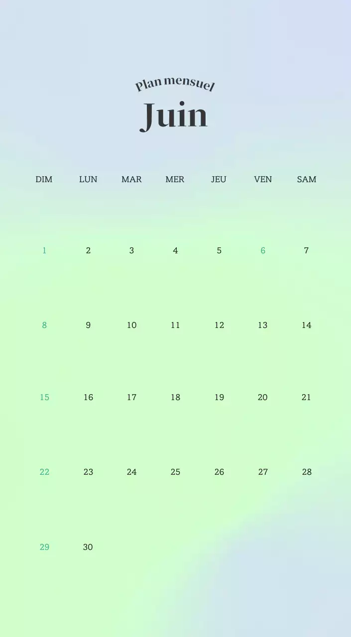 Calendrier minimaliste dégradé