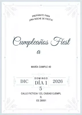 Elegante invitación de cumpleaños blanca