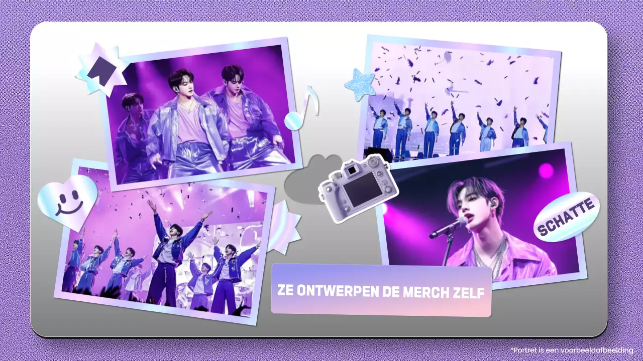 Paarse trendy K-pop idool informatie