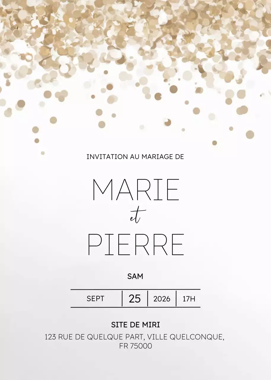 Invitation de mariage élégante en or