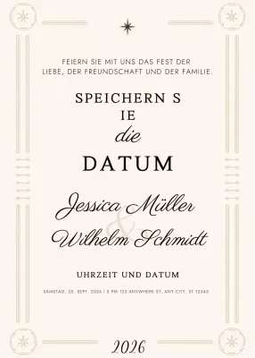 beige elegante Hochzeitseinladung