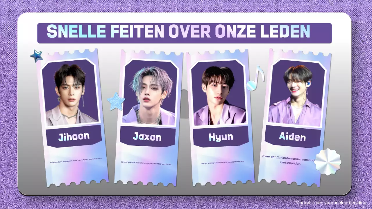 Paarse trendy K-pop idool informatie