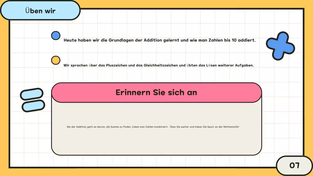 gelber sauberer Mathekurs