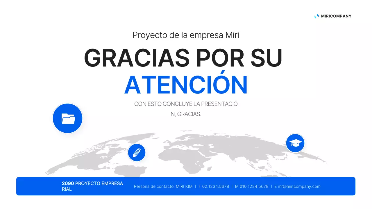 Un sencillo plan de negocio global en blanco y azul