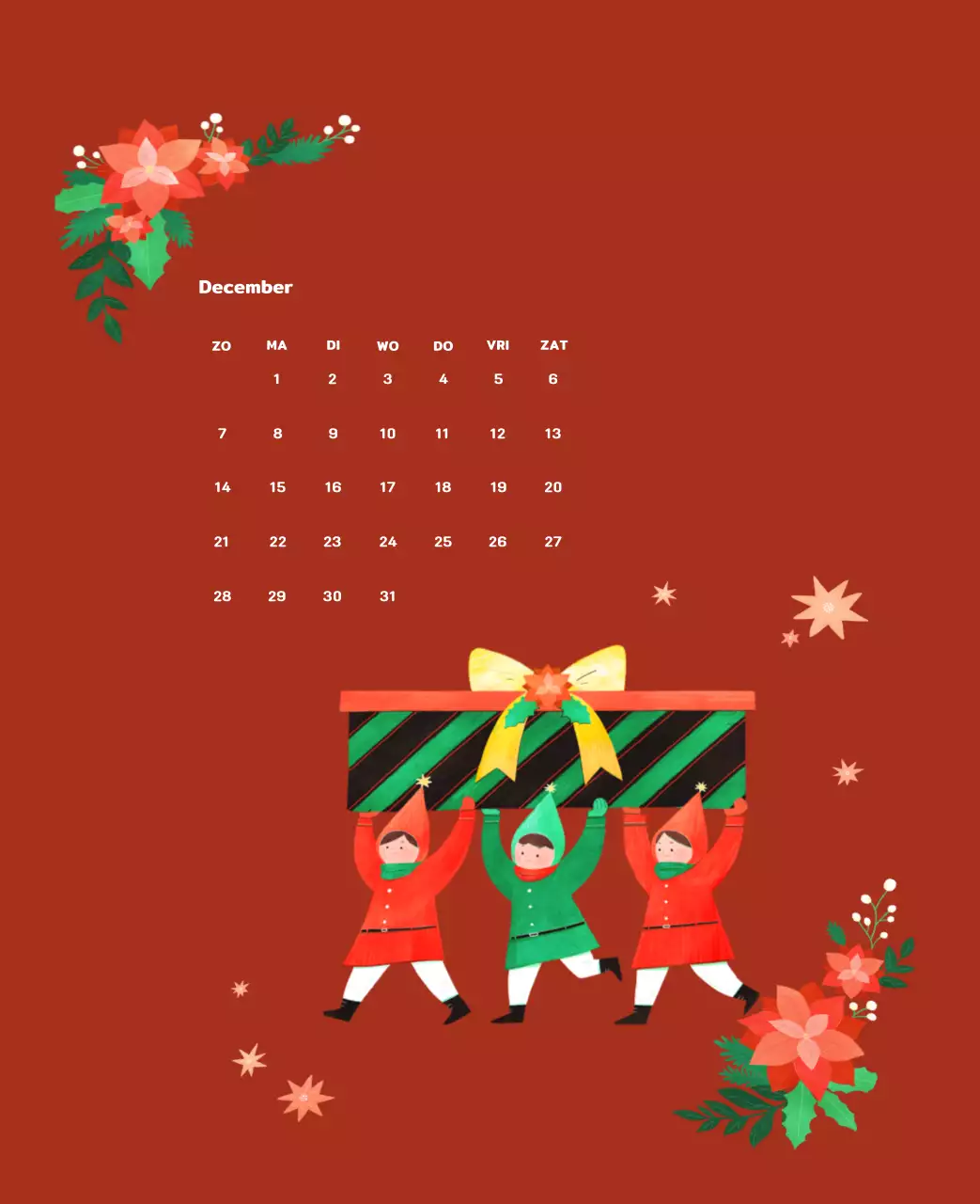 Nieuwjaarskalender met een warme geïllustreerde uitstraling