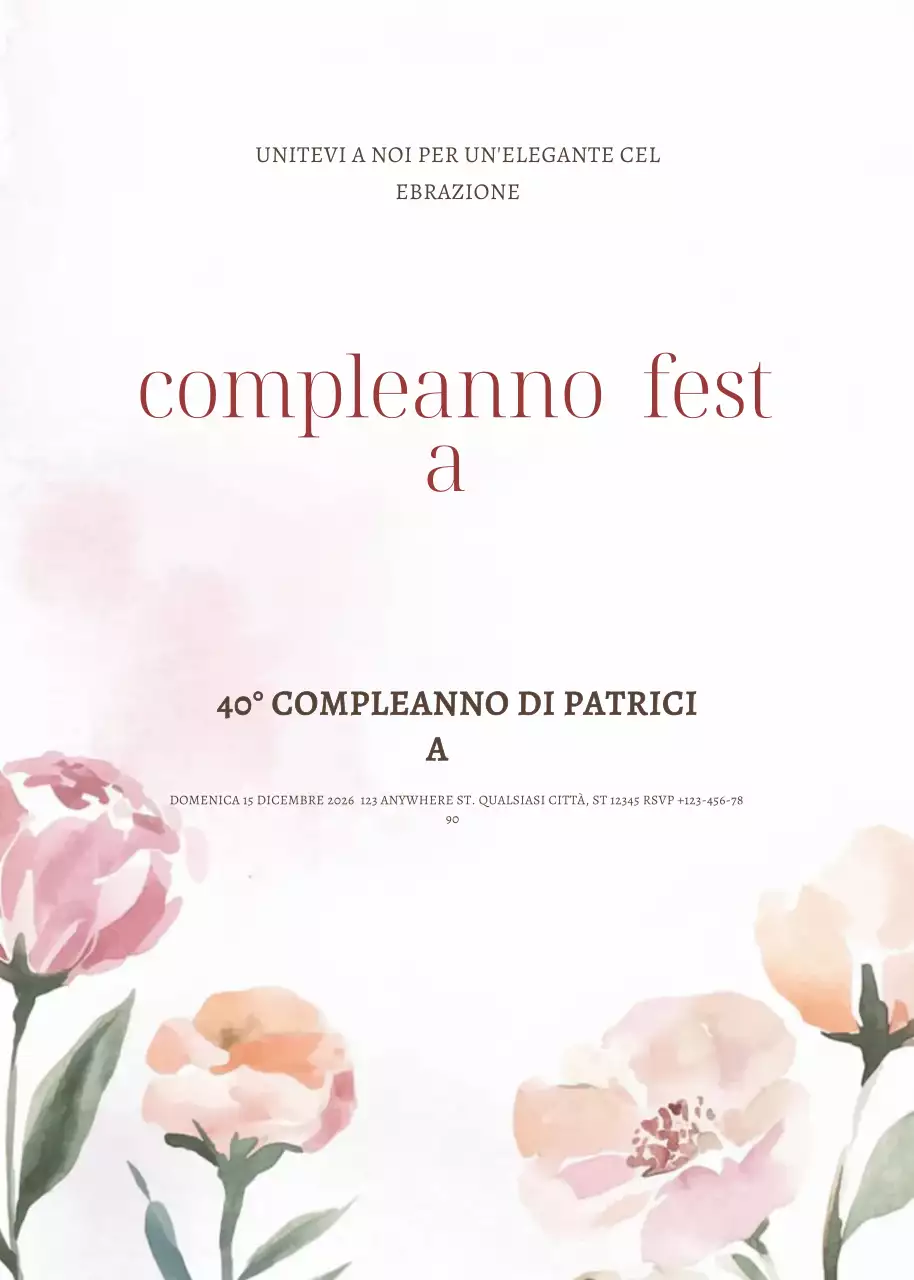 invito di compleanno elegante rosa