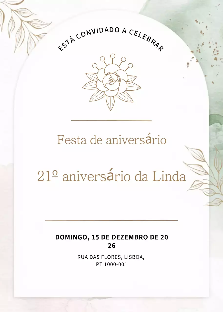 convite de aniversário elegante bege
