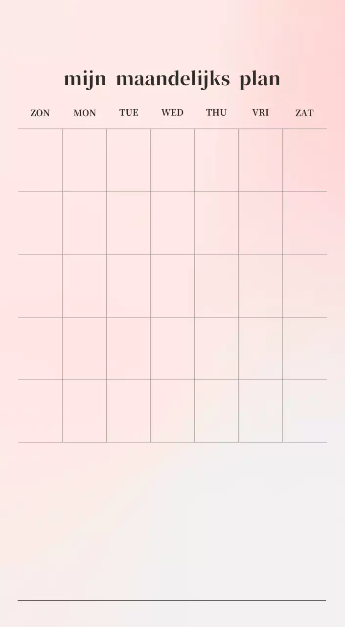 Minimalistische kalender met kleurverloop