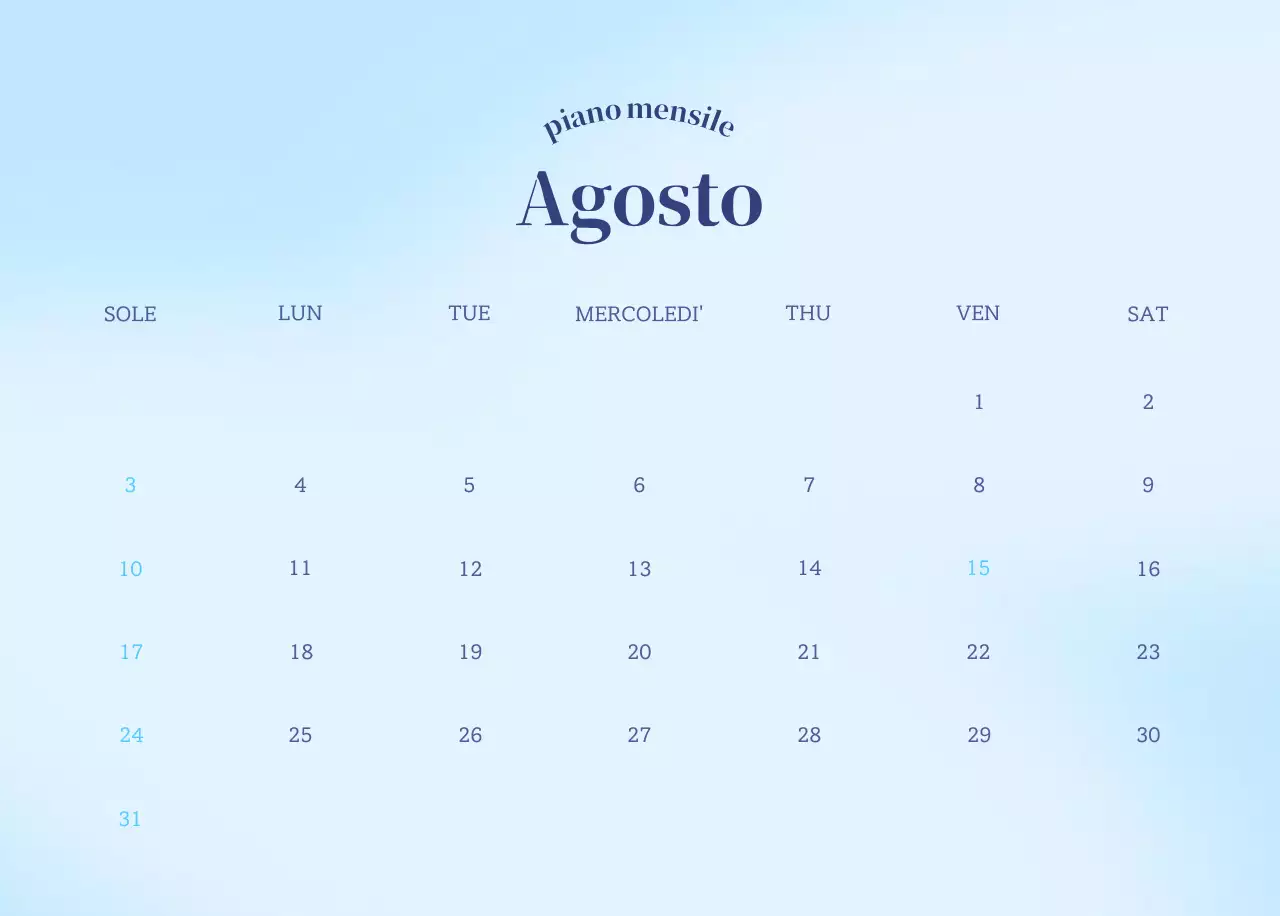 Calendario minimalista a gradi
