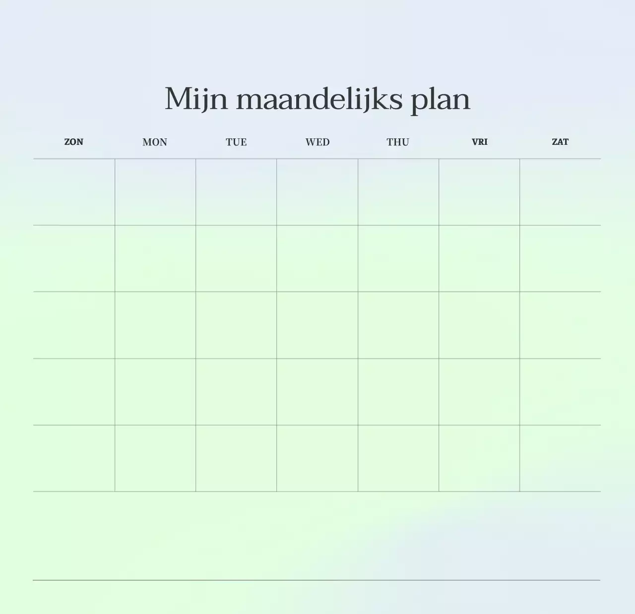 Minimalistische kalender met kleurverloop