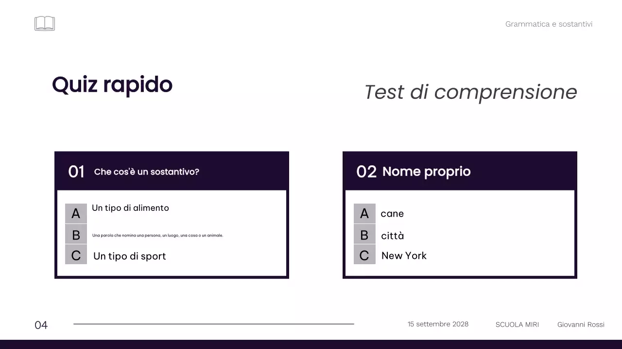 Materiale professionale minimalista per le lezioni di grammatica di 1a elementare