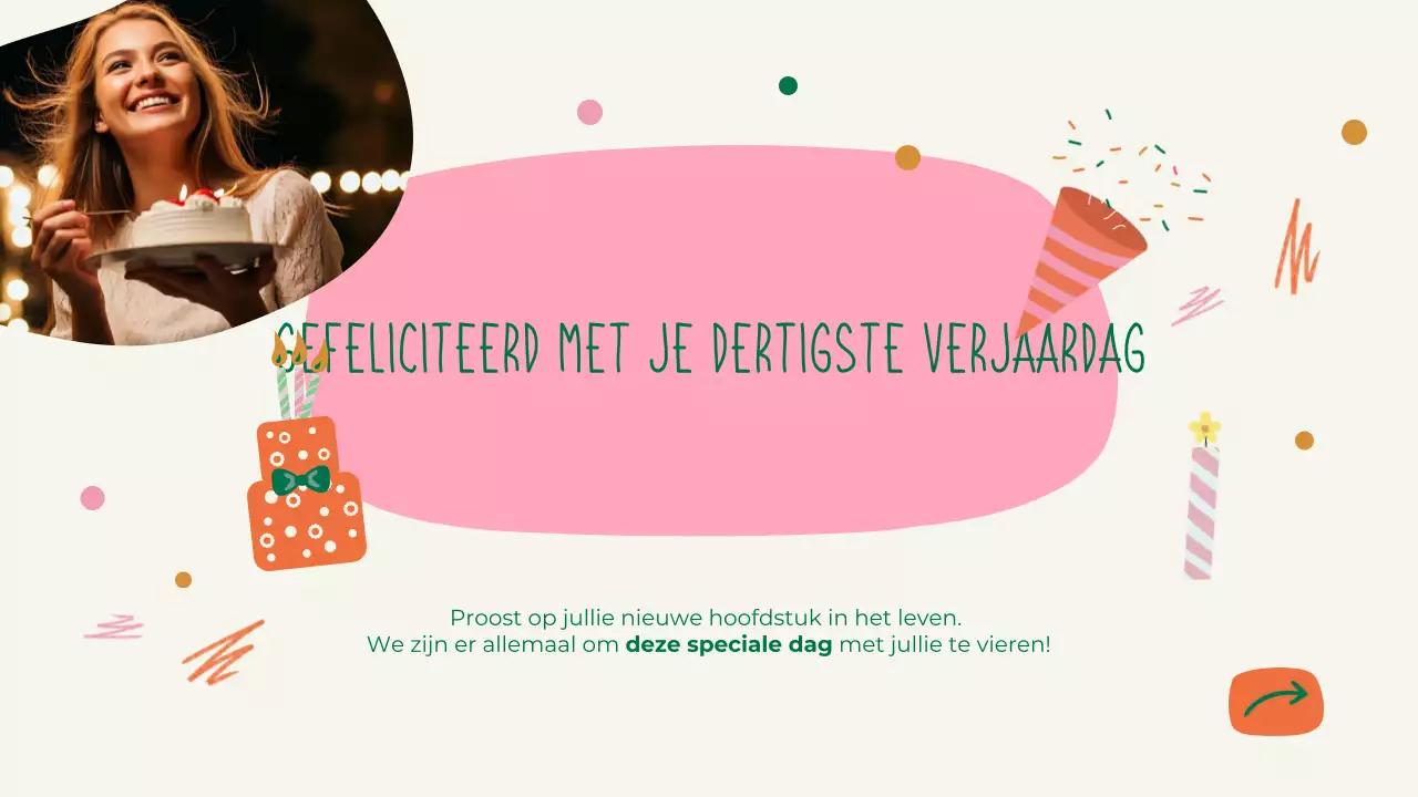 Groene speelse verjaardagspresentatie