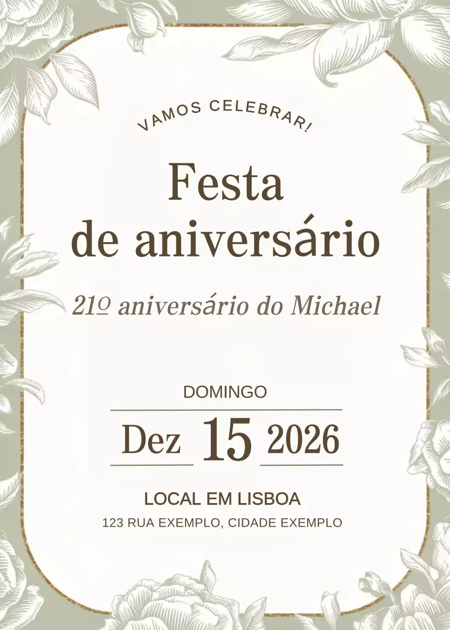 Convite de aniversário elegante Sage