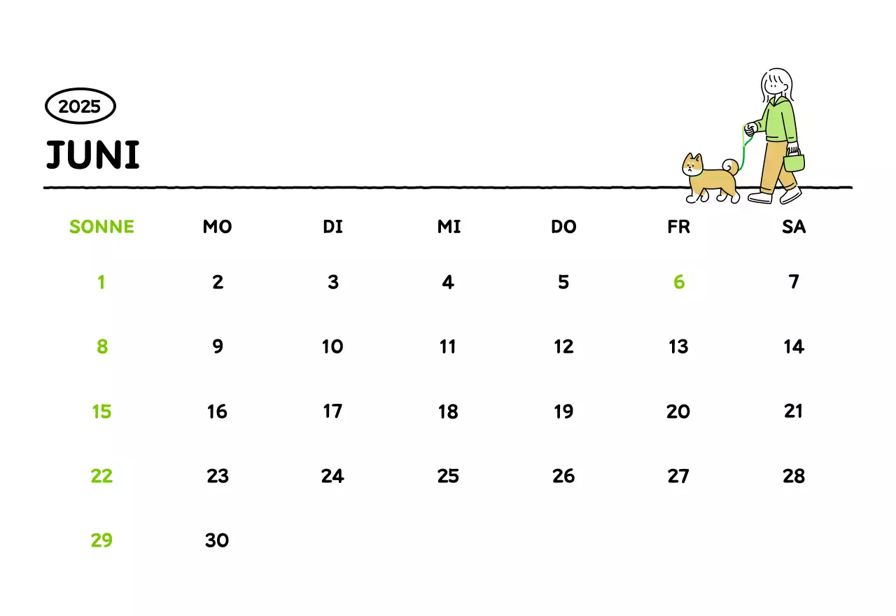 Illustrierter Kalender mit schönem Linienstil