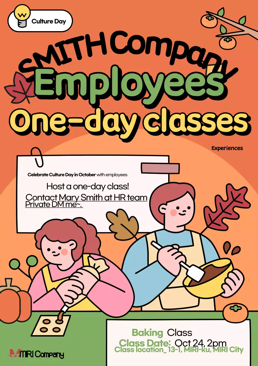 Poster lớp học làm bánh Orange Retro