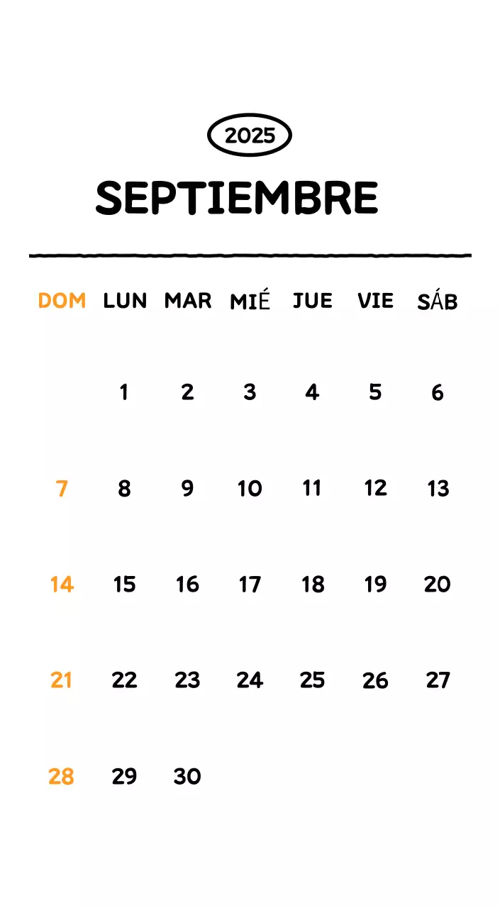 Calendario ilustrado con un bonito estilo de líneas