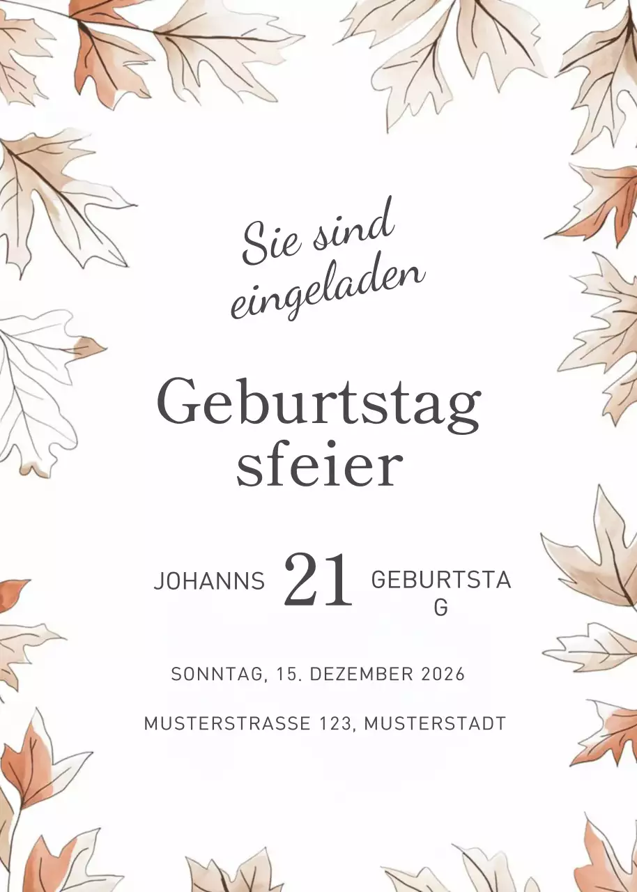 Beige Botanical Geburtstagseinladung