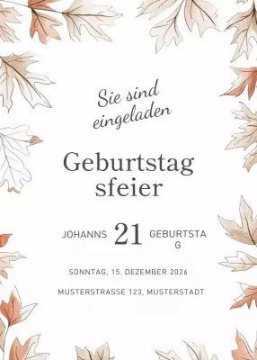Beige Botanical Geburtstagseinladung