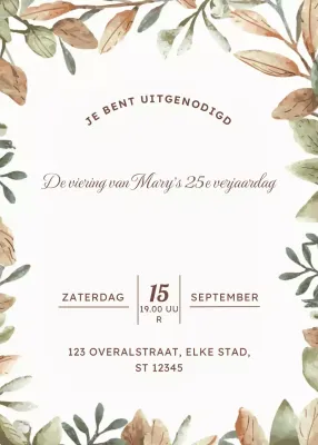 Beige gebloemde verjaardagsuitnodiging