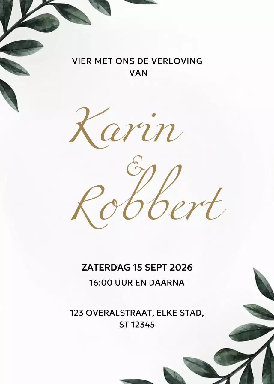 Witte elegante verlovingsuitnodiging