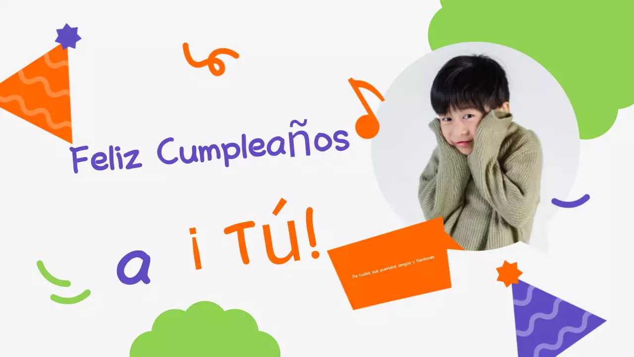 Naranja Verde Juguetón Presentación de cumpleaños