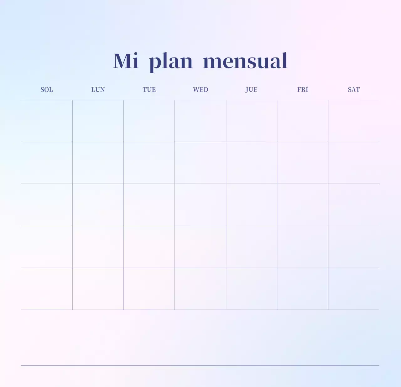 Calendario minimalista degradado