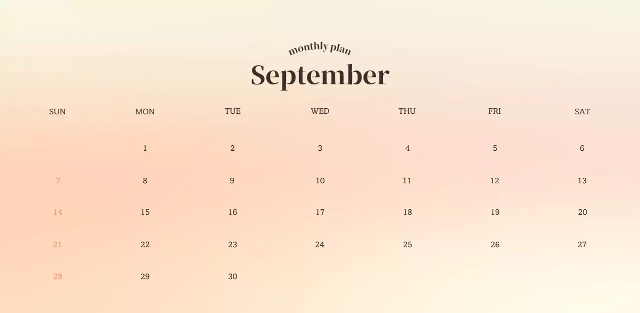 Gradient Minimalist Calendar