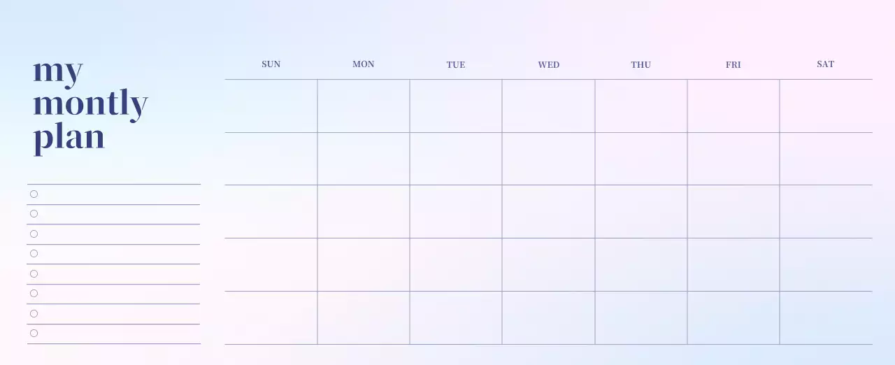 グラデーションミニマルカレンダーカレンダー
