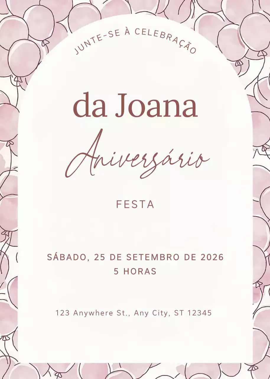 Convite de aniversário elegante cor-de-rosa