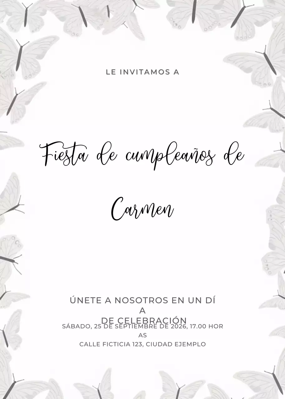 invitación de cumpleaños elegante blanca