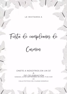 invitación de cumpleaños elegante blanca