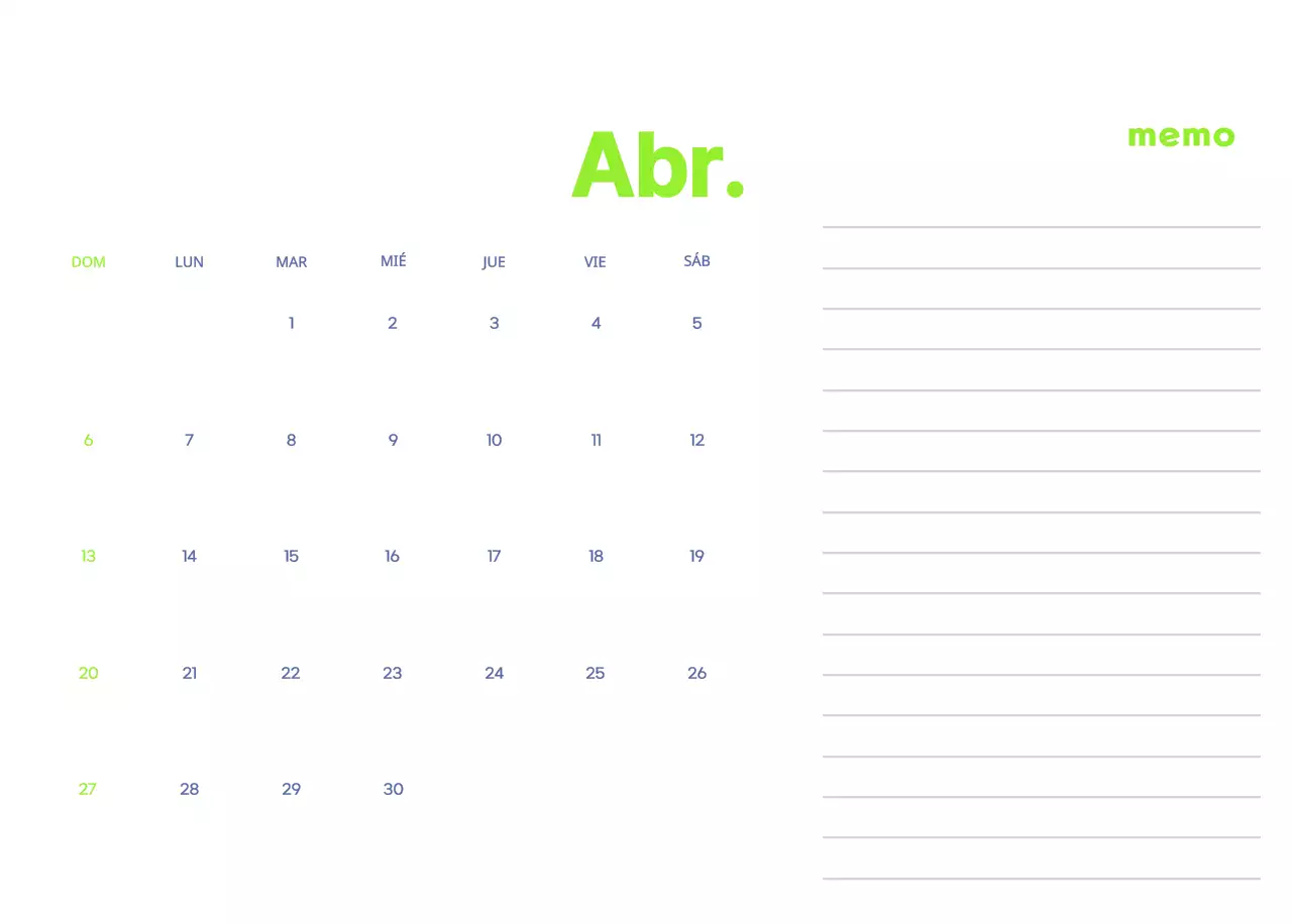 Calendario comercial con simpáticas ilustraciones