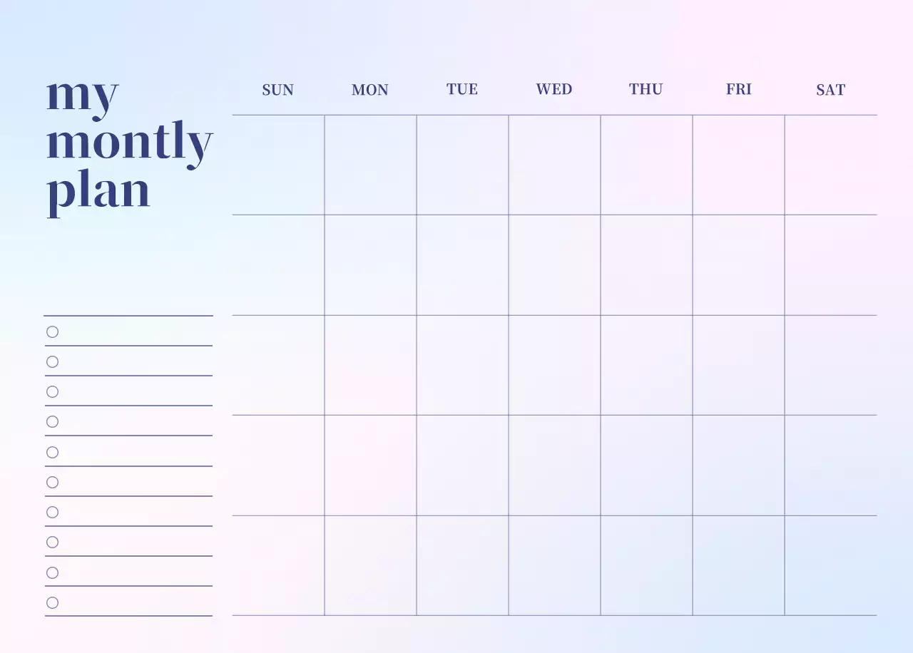 Gradient Minimalist Calendar