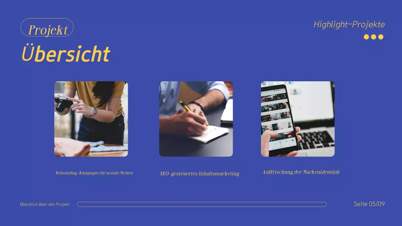 Blau-Gelb Professionelle kreative Portfolio-Präsentation