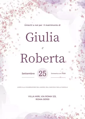 Invito di nozze viola in stile elegante