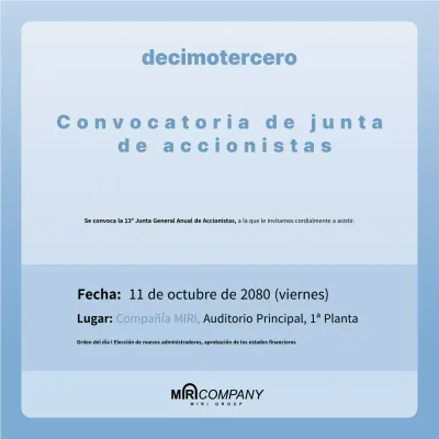 Azul claro limpio anuncio de junta de accionistas