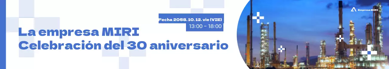 Moderno anuncio de evento corporativo en azul y blanco