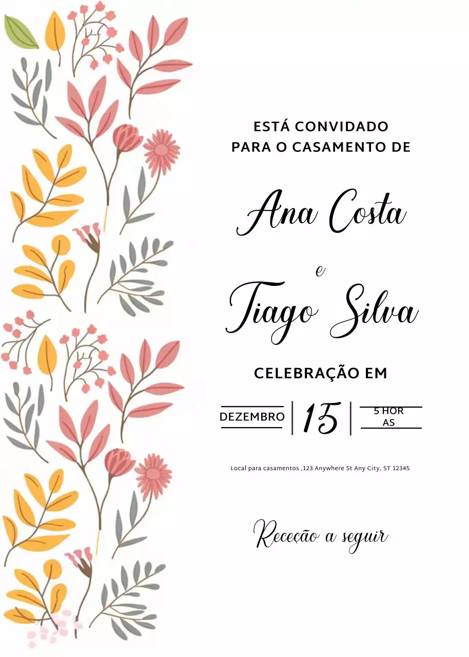 convite de casamento floral bege