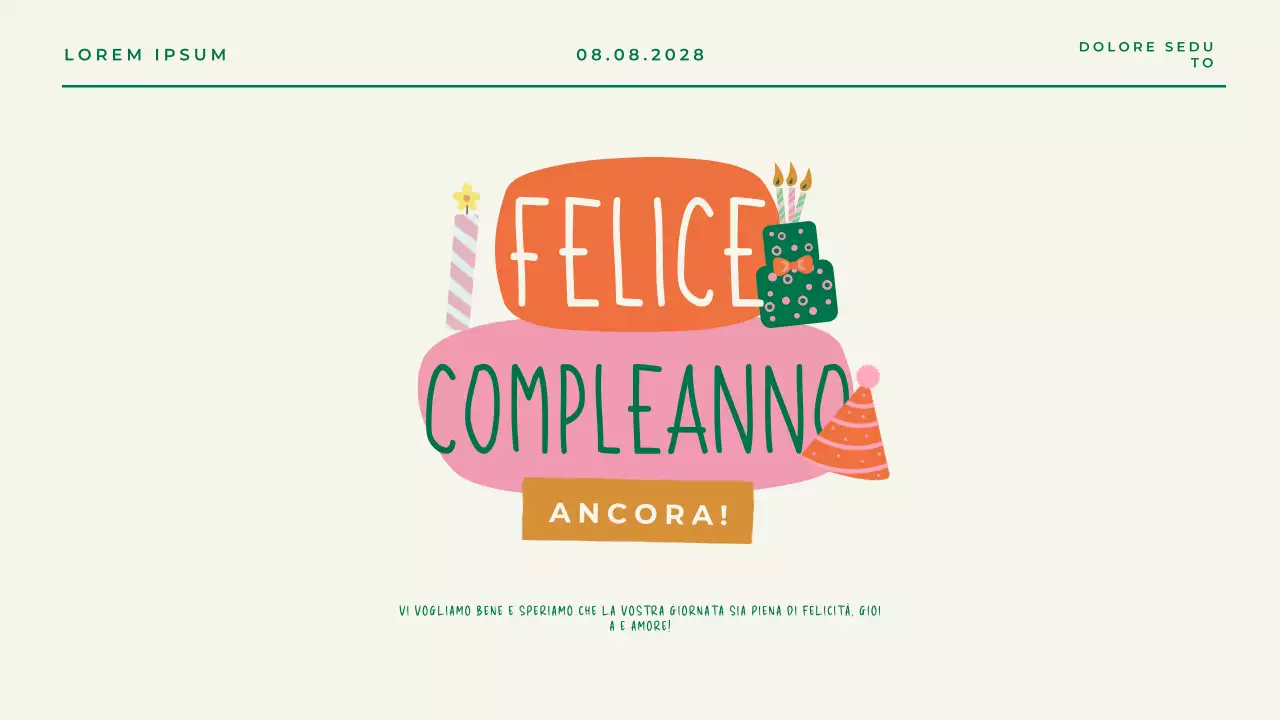 Presentazione verde giocosa di buon compleanno