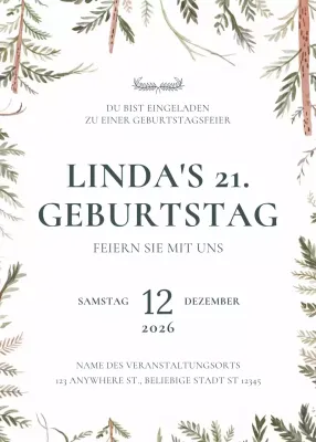 Grüne botanische Geburtstagseinladung