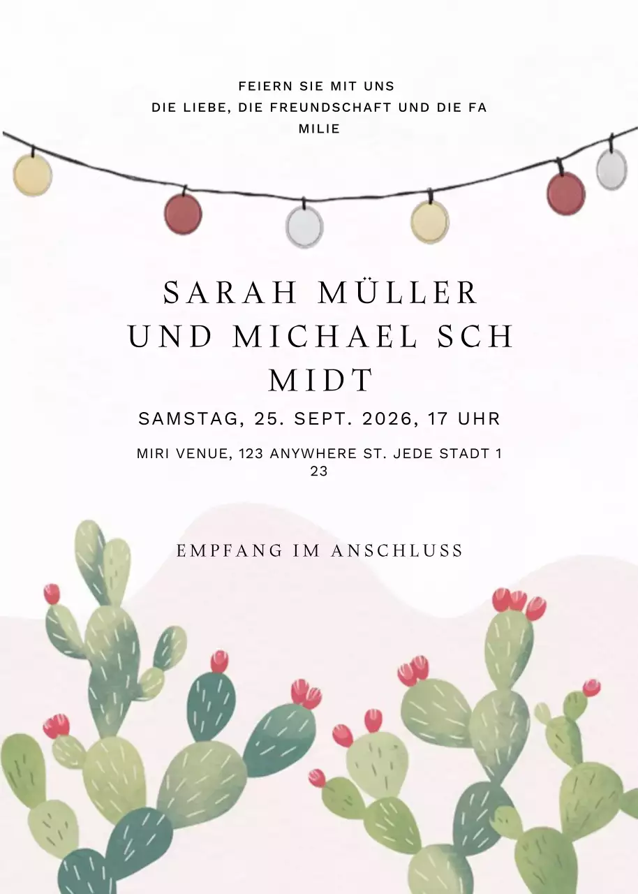 beige minimalistische Hochzeitseinladung
