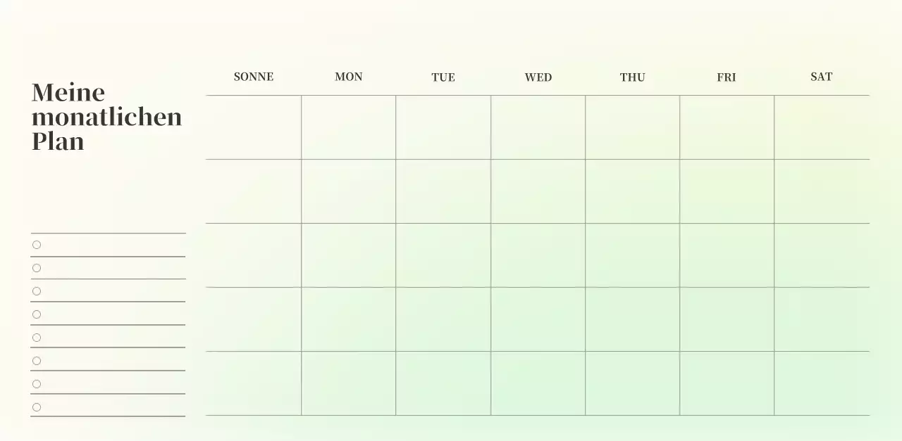 Minimalistischer Kalender mit Farbverlauf
