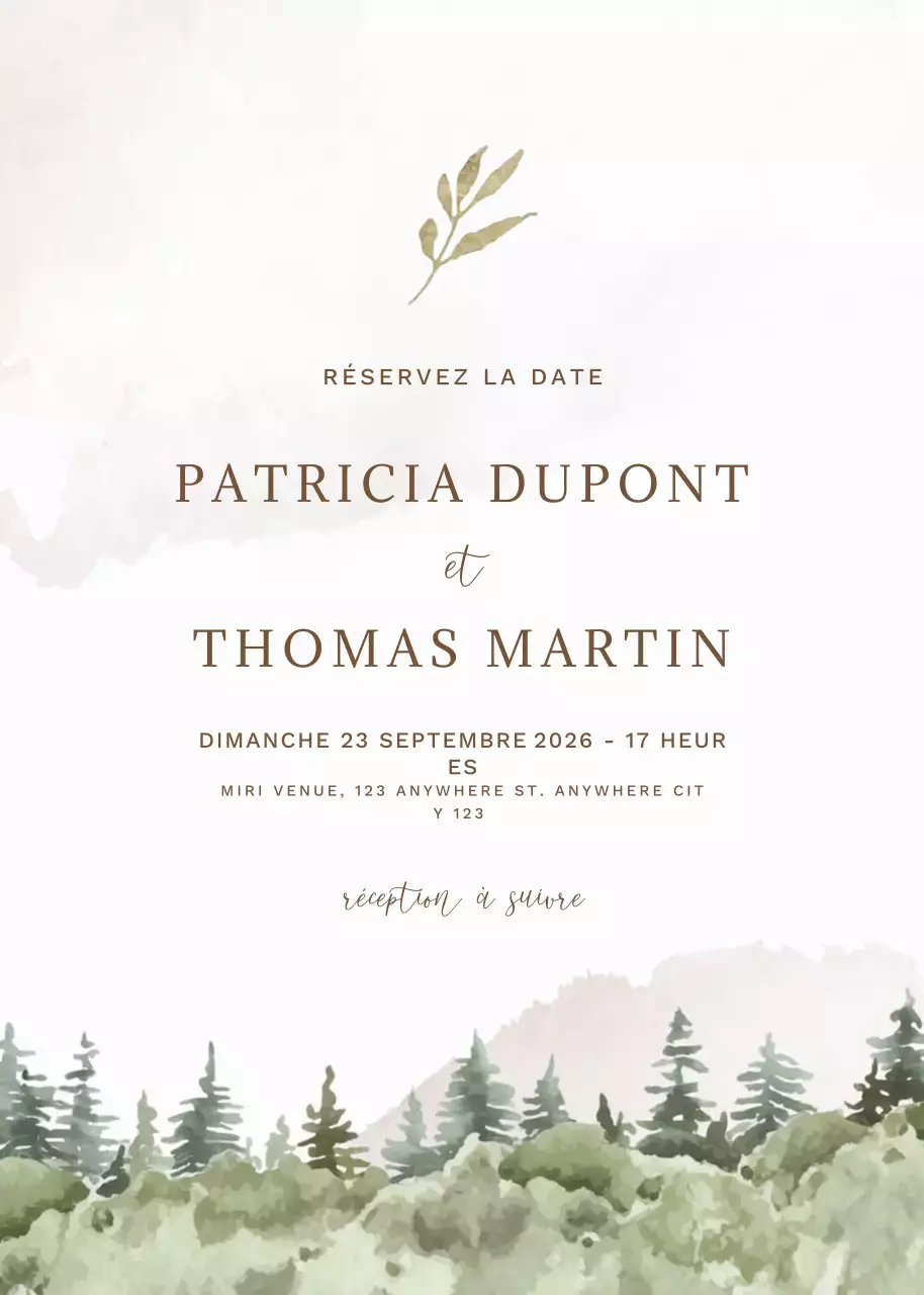 invitation de mariage verte et élégante