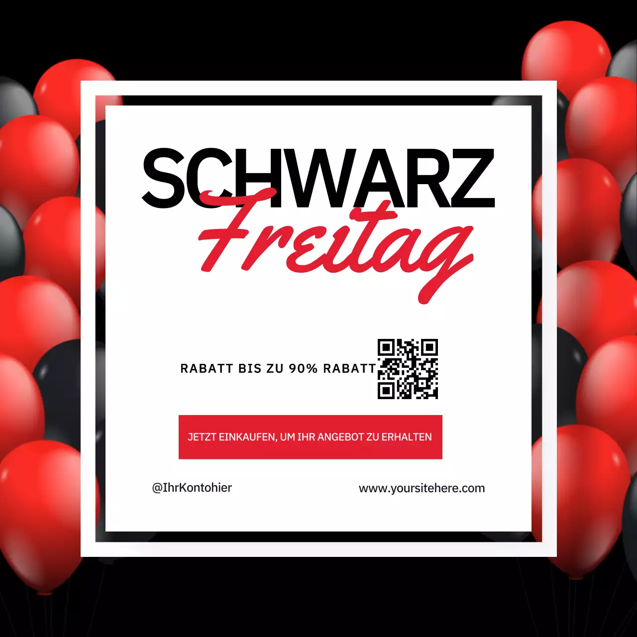 Schwarz und Rot Modern Bold Black Friday Promotion Instagram Post