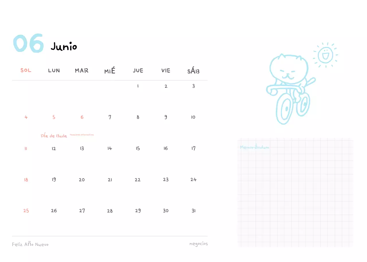 Calendario diario en marfil