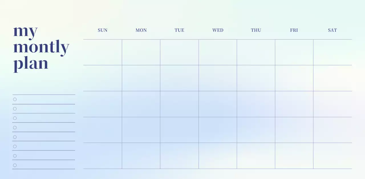 Gradient Minimalist Calendar