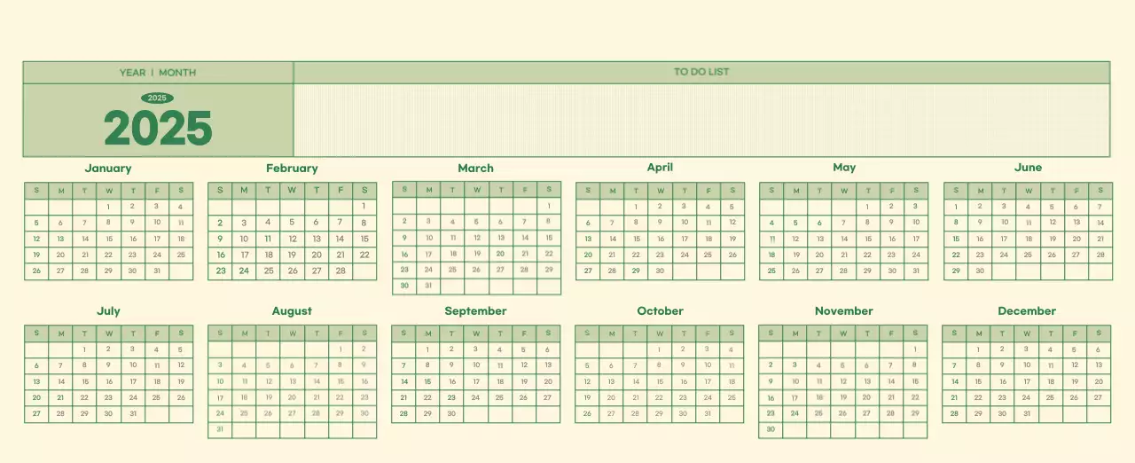 緑と淡い黄色の 수능 D-Day メモ帳コンセプト壁掛けカレンダー
