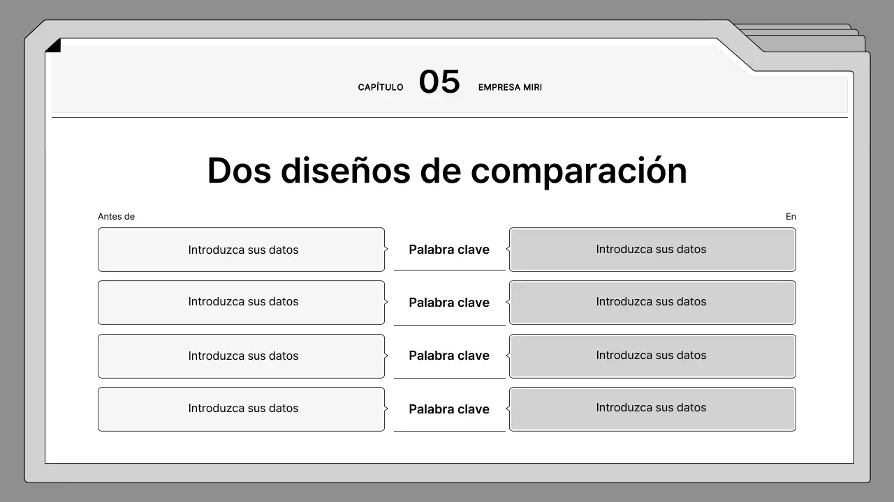 Propuesta en blanco y negro, cuidadosamente enmarcada en un archivador