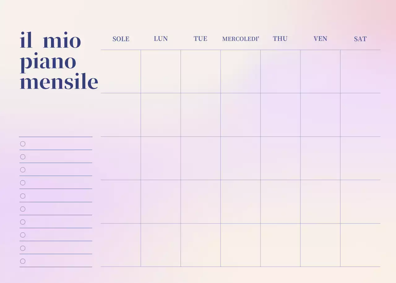 Calendario minimalista a gradi