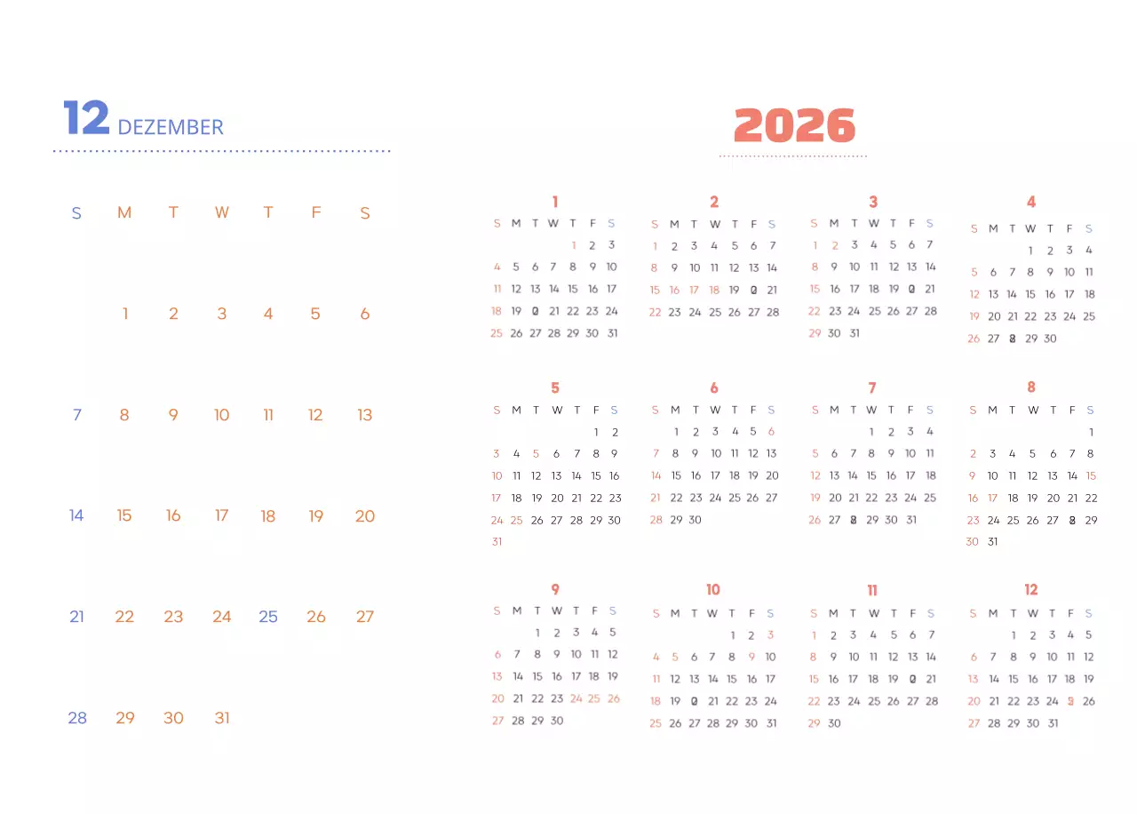 Geschäftskalender mit niedlichen Illustrationen